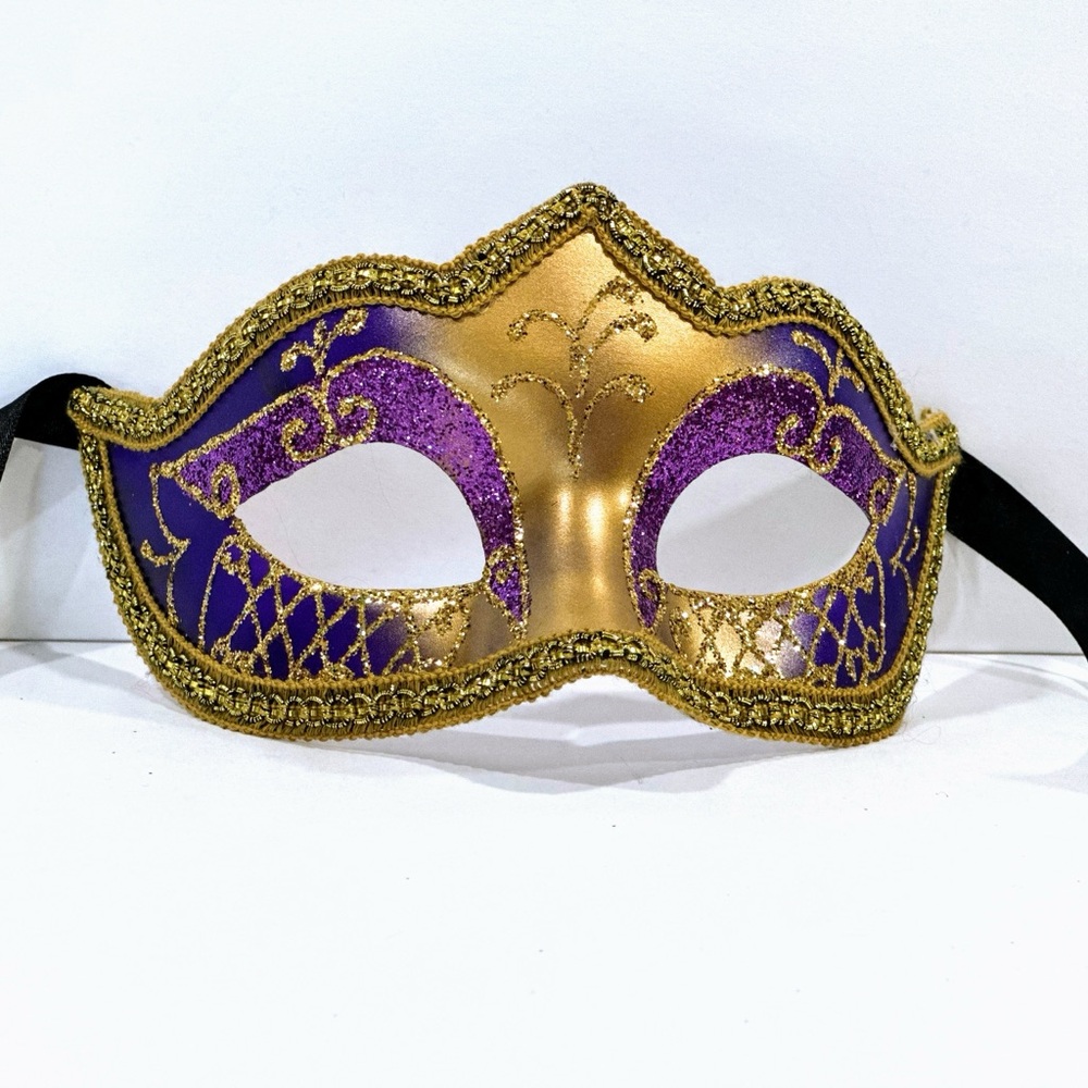 Stamped Original Venetian Eye Mask Hand Painted Made In Venice Italy Pre Owned